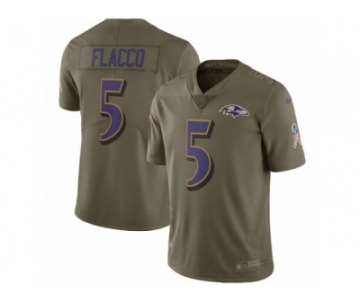 Youth Nike Baltimore Ravens #5 Joe Flacco Limited Olive 2017 Salute to Service NFL Jersey