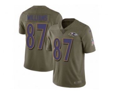 Youth Nike Baltimore Ravens #87 Maxx Williams Limited Olive 2017 Salute to Service NFL Jersey