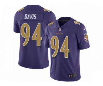 Youth Nike Baltimore Ravens #94 Carl Davis Limited Purple Rush NFL Jersey