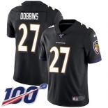 Youth Nike Ravens #27 J.K. Dobbins Black Alternate Stitched NFL 100th Season Vapor Untouchable Limited Jersey