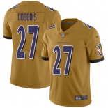 Youth Nike Ravens #27 J.K. Dobbins Gold Stitched NFL Limited Inverted Legend Jersey