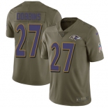 Youth Nike Ravens #27 J.K. Dobbins OliveStitched NFL Limited 2017 Salute To Service Jersey