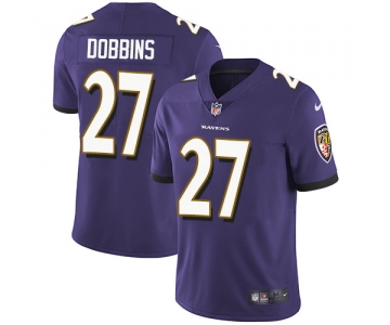 Youth Nike Ravens #27 J.K. Dobbins Purple Team Color Stitched NFL Vapor Untouchable Limited Jersey