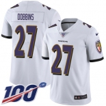 Youth Nike Ravens #27 J.K. Dobbins White Stitched NFL 100th Season Vapor Untouchable Limited Jersey