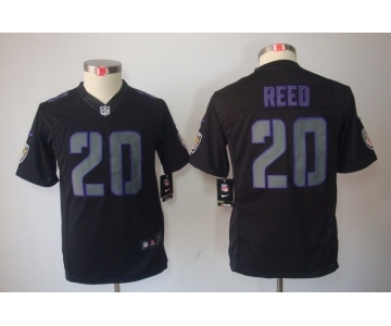 nike youth nfl jerseys baltimore ravens #20 reed black[nike impact limited]