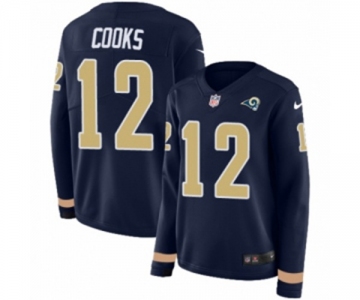 Women Nike Los Angeles Rams #12 Brandin Cooks Limited Navy Blue Therma Long Sleeve NFL Jersey