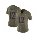 Women Nike Los Angeles Rams #12 Brandin Cooks Olive Stitched NFL Limited 2017 Salute to Service Jersey