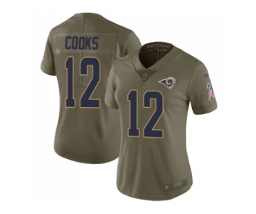 Women Nike Los Angeles Rams #12 Brandin Cooks Olive Stitched NFL Limited 2017 Salute to Service Jersey