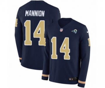 Women Nike Los Angeles Rams #14 Sean Mannion Limited Navy Blue Therma Long Sleeve NFL Jersey