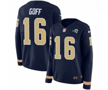 Women Nike Los Angeles Rams #16 Jared Goff Limited Navy Blue Therma Long Sleeve NFL Jersey