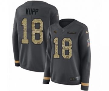 Women Nike Los Angeles Rams #18 Cooper Kupp Limited Black Salute to Service Therma Long Sleeve NFL Jersey