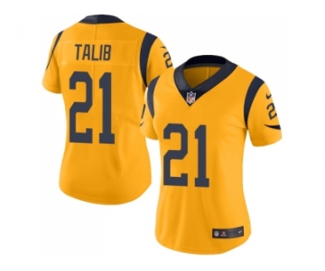 Women Nike Los Angeles Rams #21 Aqib Talib Gold Stitched NFL Limited Rush Jersey