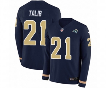 Women Nike Los Angeles Rams #21 Aqib Talib Limited Navy Blue Therma Long Sleeve NFL Jersey