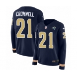 Women Nike Los Angeles Rams #21 Nolan Cromwell Limited Navy Blue Therma Long Sleeve NFL Jersey