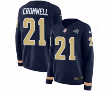 Women Nike Los Angeles Rams #21 Nolan Cromwell Limited Navy Blue Therma Long Sleeve NFL Jersey