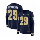 Women Nike Los Angeles Rams #29 Eric Dickerson Limited Navy Blue Therma Long Sleeve NFL Jersey