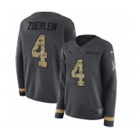 Women Nike Los Angeles Rams #4 Greg Zuerlein Limited Black Salute to Service Therma Long Sleeve NFL Jersey