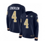 Women Nike Los Angeles Rams #4 Greg Zuerlein Limited Navy Blue Therma Long Sleeve NFL Jersey