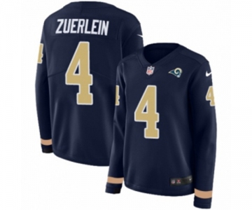 Women Nike Los Angeles Rams #4 Greg Zuerlein Limited Navy Blue Therma Long Sleeve NFL Jersey