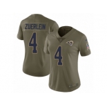 Women Nike Los Angeles Rams #4 Greg Zuerlein Limited Olive 2017 Salute to Service NFL Jersey