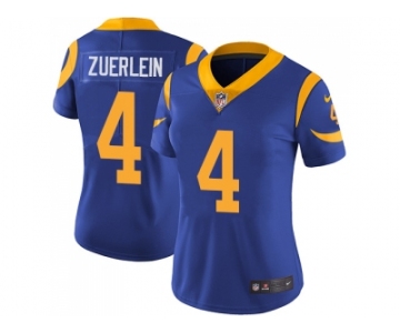 Women Nike Los Angeles Rams #4 Greg Zuerlein Royal Blue Alternate Stitched NFL Vapor Untouchable Limited Jersey