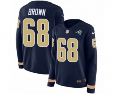 Women Nike Los Angeles Rams #68 Jamon Brown Limited Navy Blue Therma Long Sleeve NFL Jersey