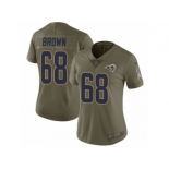 Women Nike Los Angeles Rams #68 Jamon Brown Limited Olive 2017 Salute to Service NFL Jersey