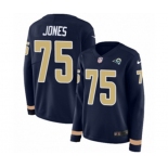 Women Nike Los Angeles Rams #75 Deacon Jones Limited Navy Blue Therma Long Sleeve NFL Jersey