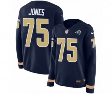 Women Nike Los Angeles Rams #75 Deacon Jones Limited Navy Blue Therma Long Sleeve NFL Jersey