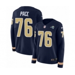 Women Nike Los Angeles Rams #76 Orlando Pace Limited Navy Blue Therma Long Sleeve NFL Jersey