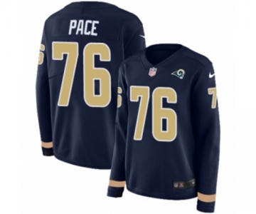 Women Nike Los Angeles Rams #76 Orlando Pace Limited Navy Blue Therma Long Sleeve NFL Jersey