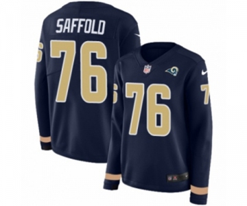 Women Nike Los Angeles Rams #76 Rodger Saffold Limited Navy Blue Therma Long Sleeve NFL Jersey