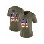 Women Nike Los Angeles Rams #81 Torry Holt Limited Oliv USA Flag 2017 Salute to Service NFL Jersey