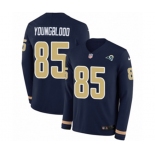 Women Nike Los Angeles Rams #85 Jack Youngblood Limited Navy Blue Therma Long Sleeve NFL Jersey