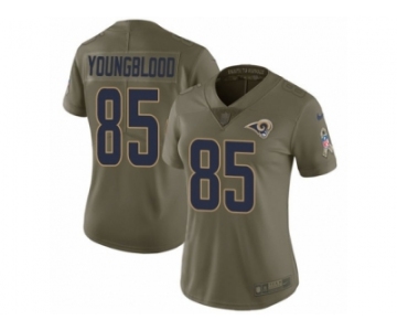 Women Nike Los Angeles Rams #85 Jack Youngblood Limited Olive 2017 Salute to Service NFL Jersey