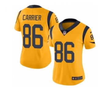 Women Nike Los Angeles Rams #86 Derek Carrier Limited Gold Rush Vapor Untouchable NFL Jersey