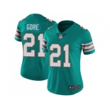 Women Nike Miami Dolphins #21 Frank Gore Aqua Green Alternate Stitched NFL Vapor Untouchable Limited Jersey