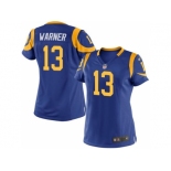 Women Nike St. Louis Rams #13 Kurt Warner Royal Blue Alternate Stitched Jersey