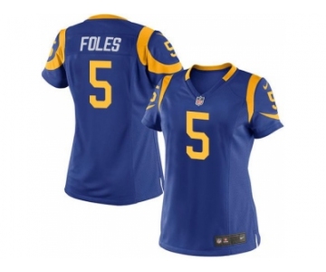 Women Nike St. Louis Rams #5 Nick Foles Royal Blue Alternate Stitched Jersey