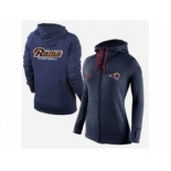 Women Nike St.Louis Rams Full-Zip Performance Hoodie Dark Blue