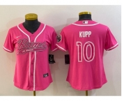 Women's Los Angeles Rams #10 Cooper Kupp Pink With Patch Cool Base Stitched Baseball Jersey