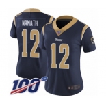 Women's Los Angeles Rams #12 Joe Namath Navy Blue Team Color Vapor Untouchable Limited Player 100th Season Football Jersey