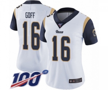 Women's Los Angeles Rams #16 Jared Goff White Vapor Untouchable Limited Player 100th Season Football Jersey