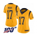 Women's Los Angeles Rams #17 Robert Woods Limited Gold Rush Vapor Untouchable 100th Season Football Jersey