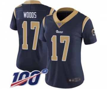 Women's Los Angeles Rams #17 Robert Woods Navy Blue Team Color Vapor Untouchable Limited Player 100th Season Football Jersey