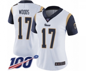 Women's Los Angeles Rams #17 Robert Woods White Vapor Untouchable Limited Player 100th Season Football Jersey