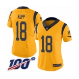 Women's Los Angeles Rams #18 Cooper Kupp Limited Gold Rush Vapor Untouchable 100th Season Football Jersey