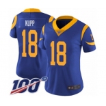 Women's Los Angeles Rams #18 Cooper Kupp Royal Blue Alternate Vapor Untouchable Limited Player 100th Season Football Jersey