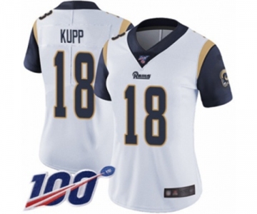 Women's Los Angeles Rams #18 Cooper Kupp White Vapor Untouchable Limited Player 100th Season Football Jersey