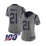 Women's Los Angeles Rams #21 Nolan Cromwell Limited Gray Inverted Legend 100th Season Football Jersey